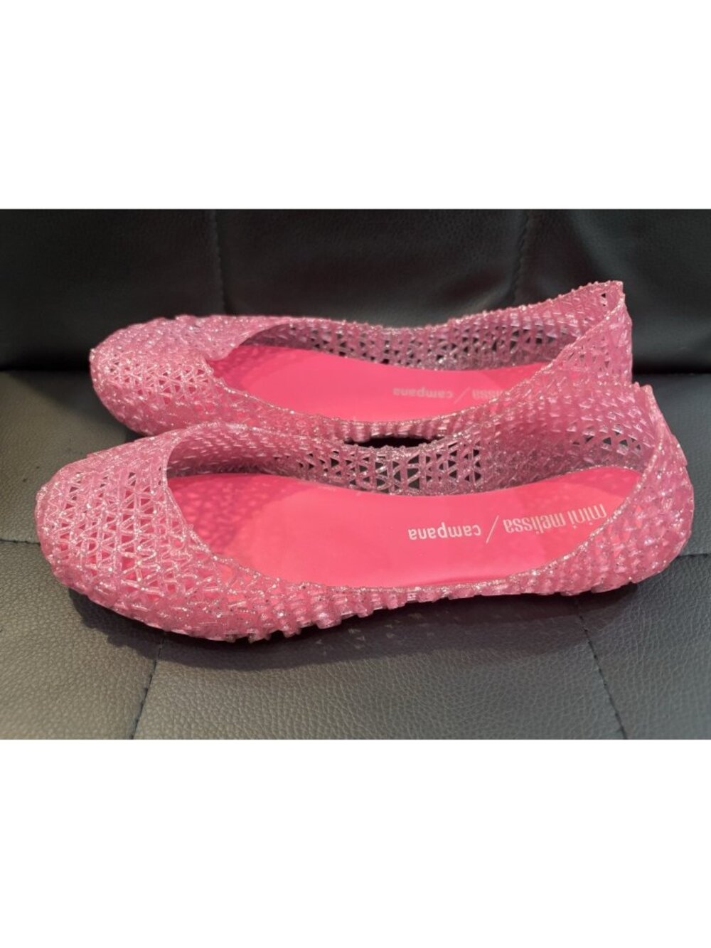 Big Kids Mini Melissa Campana Pink Jelly Comfort Woven Flats Size 3 Y